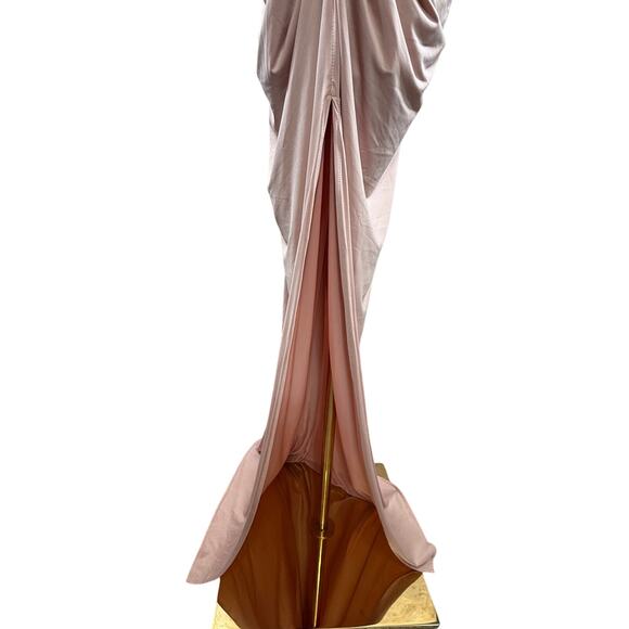 House of CB Dominique Maxi Dress Nude Ruched Backless Wrap | Medium - Picture 14 of 16